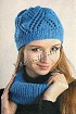 Бирюзовый комплект: шапочка и шарф - хомут
