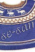Синий норвежский пуловер спицами
