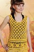 Желтая туника из ажурных узоров