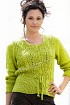 Светло-зеленый жакет спицами с баской
