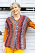 Пестрый жакет спицами без рукавов