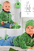 Зеленый меланжевый жакет, носочки и шапочка, связанная крючком