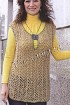 Ажурная безрукавка из натурального цвета пряжи