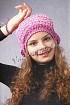 Розовая шапка с козырьком и "ушками"