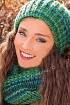 Зелено-бирюзовые хомут и шапка