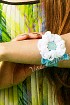 Бело-бирюзовый браслет крючком