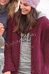 Бордовый меланжевый жакет спицами