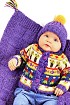 Жаккардовый жакет и лиловые шапочка и плед