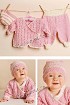 Жакет с ажурным узором, штанишки и шапочка