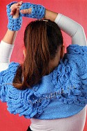 Ажурное болеро и митенки спицами и крючком