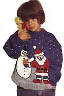 Детский пуловер со Снеговиком и Дедом Морозом