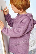 Лиловый пуловер с капюшоном
