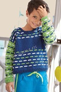 Пуловер в сине-зеленых тонах с узором