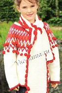 Норвежский пуловер с круглой кокеткой и шарфик
