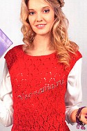 Красная жилетка спицами