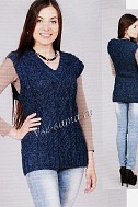 Жилет с косами и V-образным вырезом горловины
