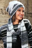 Черно-белый комплект - шапка и шарф