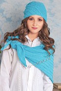 Бирюзовый комплект: шапка и бактус
