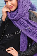 Лиловый шарф-капюшон