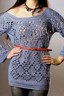 Туника крючком из ажурных ромбов