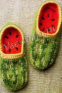 Тапочки спицами «арбузы»