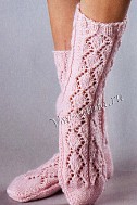 Розовые ажурные носки спицами