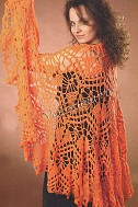 Оранжевая шаль крючком