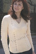 Пуловер с ажурными дорожками