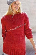 Красный пуловер из толстой пряжи