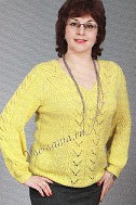 Желтый пуловер спицами