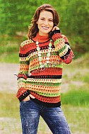 Полосатый пуловер с узором из треугольников