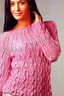 Розовый пуловер с круглой кокеткой