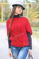 Женский пуловер с узором из ромбов