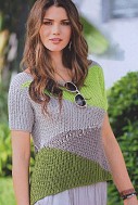 Бежево-зеленый пуловер с короткими рукавами