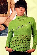 Зеленый кружевной пуловер