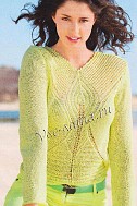 Лимонный ажурный пуловер