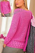Ярко-розовый пуловер с патентным узором