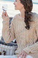 Пуловер женский спицами с косами