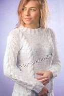 Белоснежный пуловер с косами