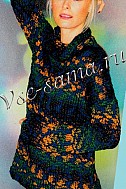 Сине-зеленый пуловер спицами