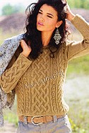Пуловер спицами с косами