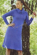 Синее платье спицами