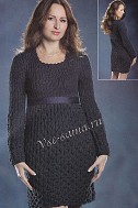 Темно-синее платье спицами