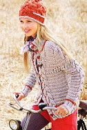Серый жакет и шапочка спицами