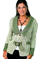 Жакет спицами в оттенках зеленого