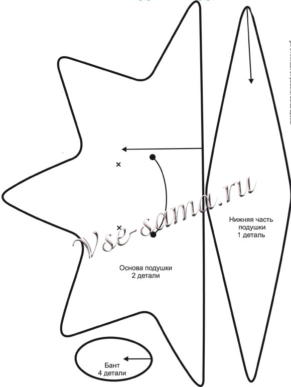 Звездная подушка, выкройка