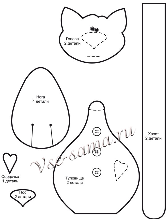 Игрушка - Забавные коты, выкройка