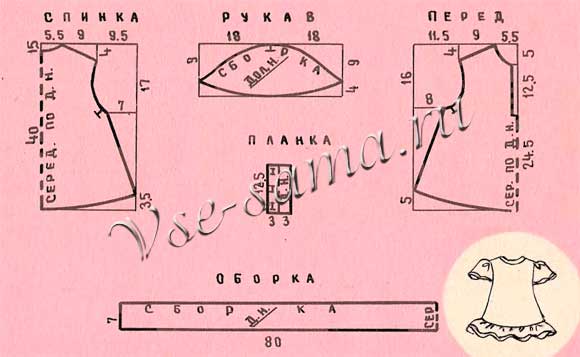 Платье из хлопчатобумажной ткани, выкройка