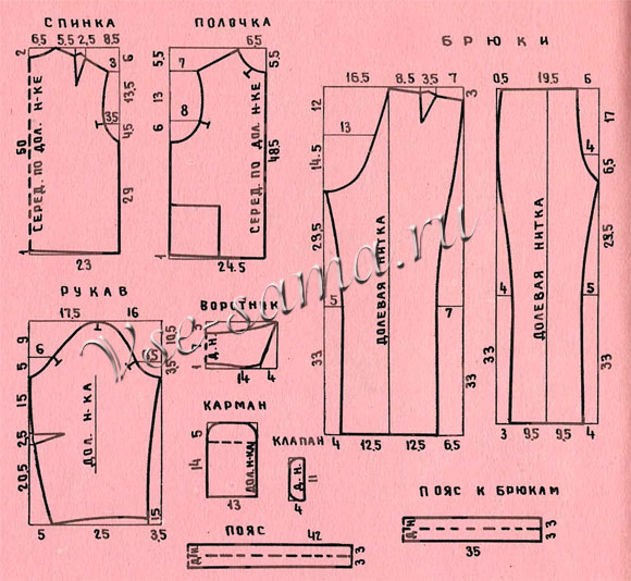 Костюм из шерстяной ткани, выкройка