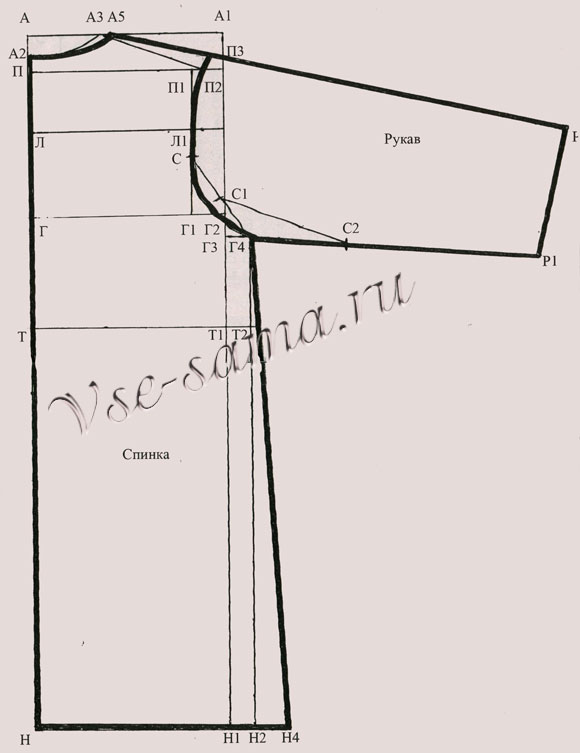 Шьем детский халатик, спинка